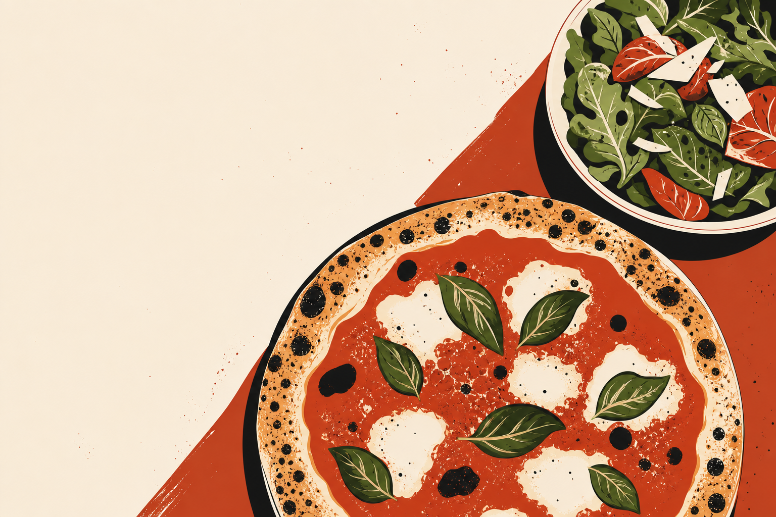 Steinofen-Pizza und frischer Salat von Pizzeria Venezia